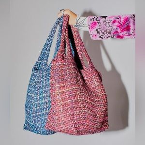 Anna Sui Multi Tweed Tote-Magenta Tweed